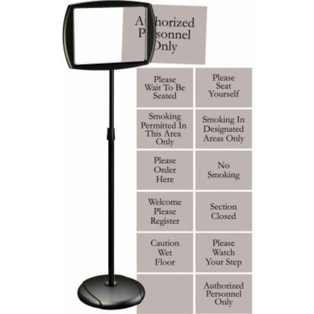 BI-SILQUE MasterVision Rectangular Dry-Erase Sign Stand with Inserts, 15in  X 10.6in, Black SIG05050505